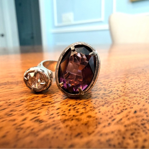 Brighton Purple & clear Swarovski crystal Faceted Statement Ring – Size 8 – GUC - Picture 5 of 9
